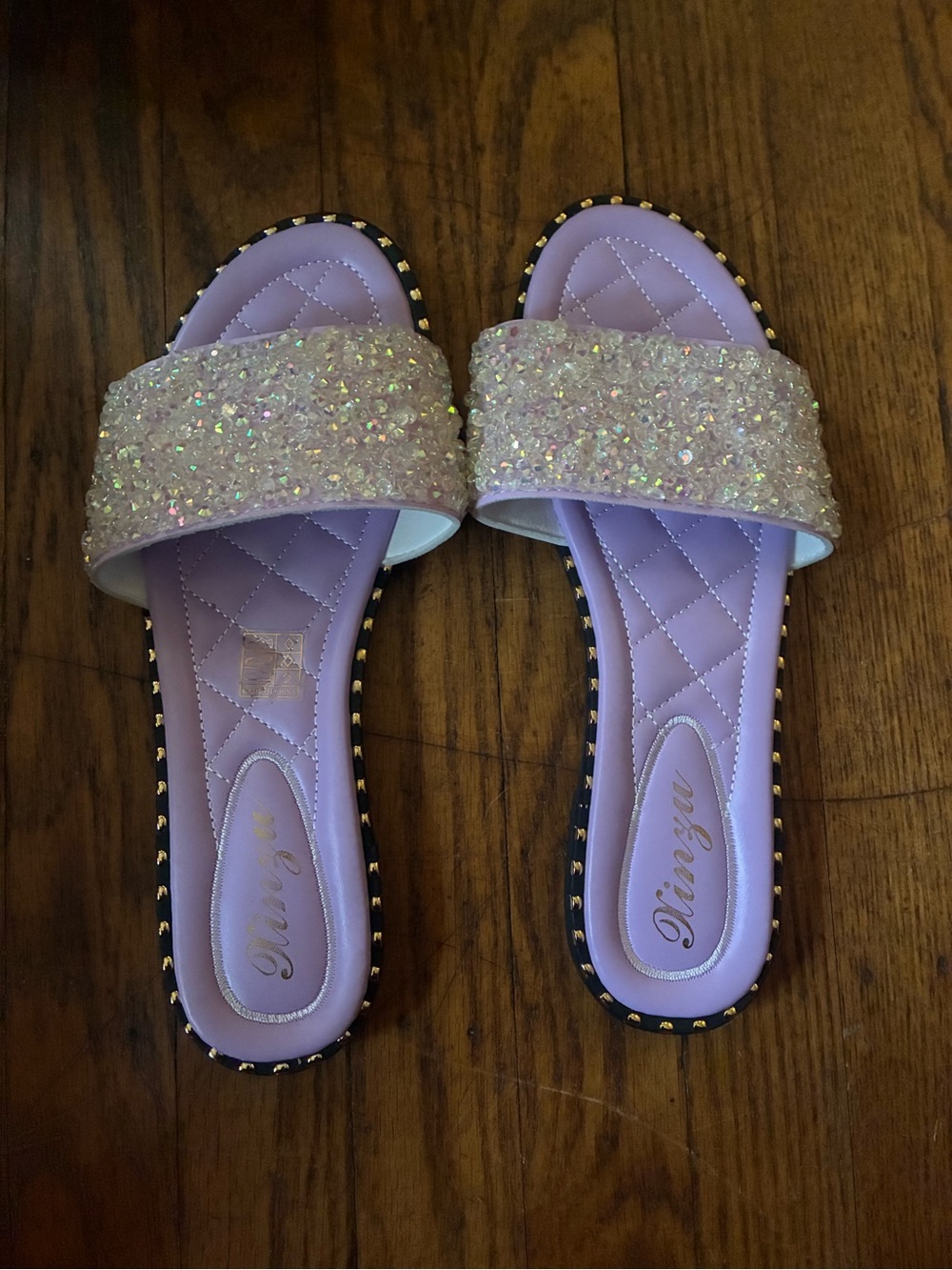 Women’s Glitter Slide Sandals in Lavender